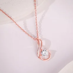 Rose Gold Classic Swirl Pendant With Link Chain