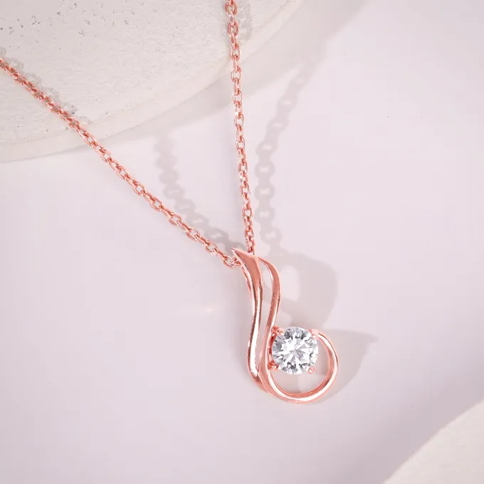 Rose Gold Classic Swirl Pendant With Link Chain