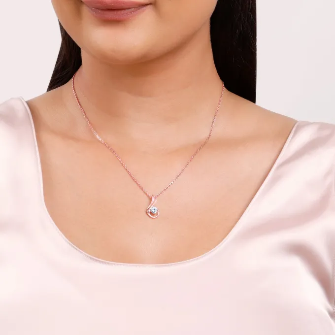 Rose Gold Classic Swirl Pendant With Link Chain