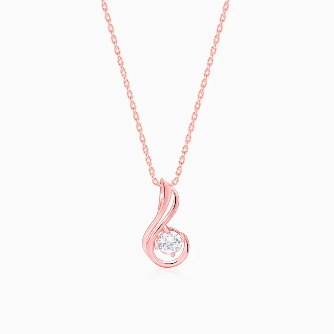 Rose Gold Classic Swirl Pendant With Link Chain