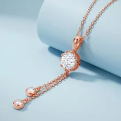 Rose Gold Classic Theory Pendant With Link Chain