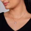 Rose Gold Classic Zircon Pendant with Link Chain
