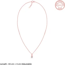 Rose Gold Classic Zircon Shine Pendant with Link Chain