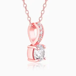 Rose Gold Classic Zircon Shine Pendant with Link Chain