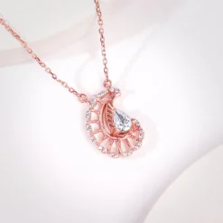Rose Gold Classy Paisley Pendant With Link Chain