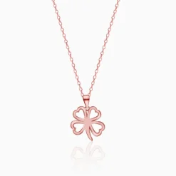 Rose Gold Clover Pendant with Link Chain