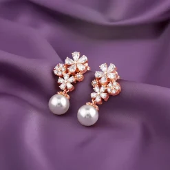 Rose Gold Cluster of Flower Earrings