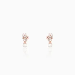 Rose Gold Cluster of Flower Earrings