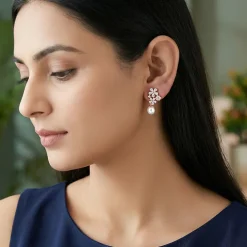 Rose Gold Cluster of Flower Earrings