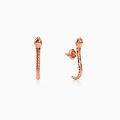 Rose Gold Cobra J Hoop Earrings