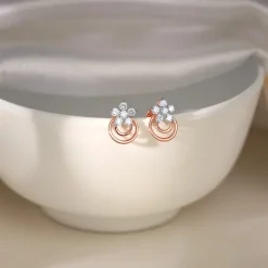 Rose Gold Cosmic Petal Diamond Studs