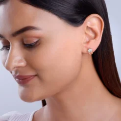 Rose Gold Cosmic Petal Diamond Studs