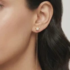 Rose Gold Courteney Pearl Sui Dhaga Earrings