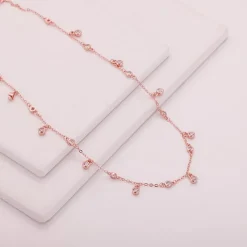 Rose Gold Covered In Charm Neckalce