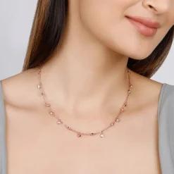 Rose Gold Covered In Charm Neckalce