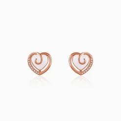 Rose Gold Crazy Heart Stud Earrings