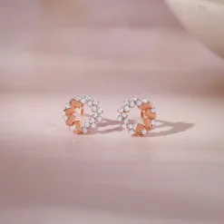Rose Gold Crimson Halo Lab Grown Diamond Studs