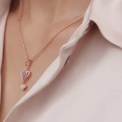 Rose Gold Crocus Elegance Pendant With Link Chain
