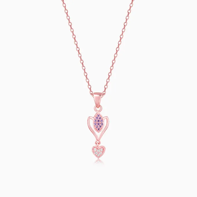 Rose Gold Crocus Elegance Pendant With Link Chain