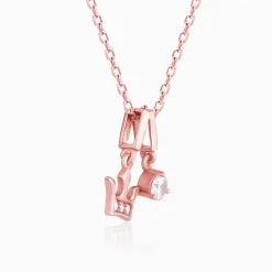 Rose Gold Crown Princess Pendant With Link Chain