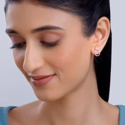 Rose Gold Cuphea Floral Earrings