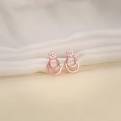 Rose Gold Cuphea Floral Earrings