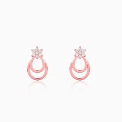 Rose Gold Cuphea Floral Earrings