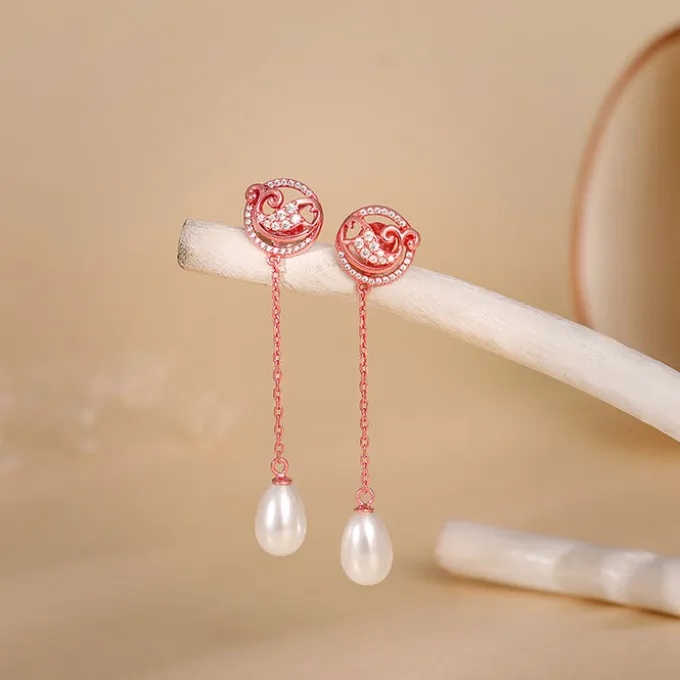 Rose Gold Cute Fish Drop Earrings