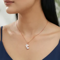 Rose Gold Dancing Queen Pendant With Link Chain