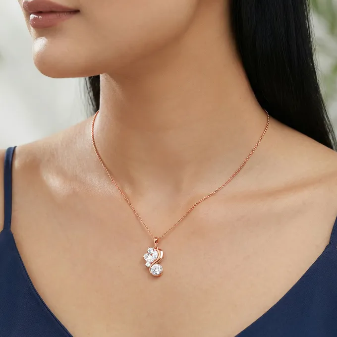 Rose Gold Dancing Queen Pendant With Link Chain