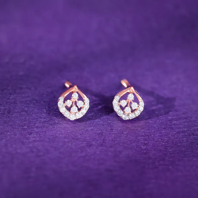 Rose Gold Dazzle Duo Diamond Studs