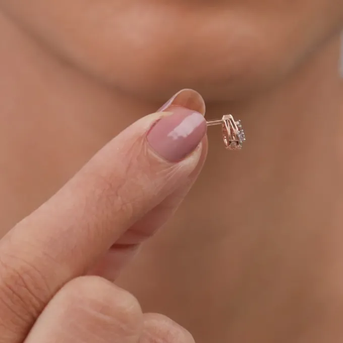 Rose Gold Dazzle Duo Diamond Studs