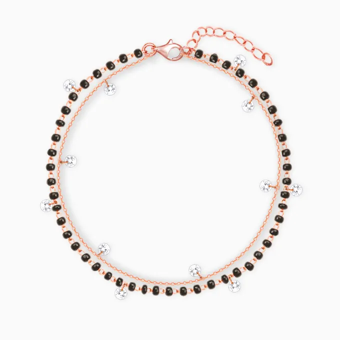 Rose Gold Dazzling Zircons Layered Mangalsutra Bracelet
