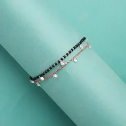 Rose Gold Dazzling Zircons Layered Mangalsutra Bracelet