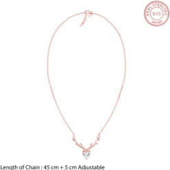 Rose Gold Deer Heart Necklace