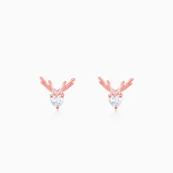 Rose Gold Deer Sparkle Earrings