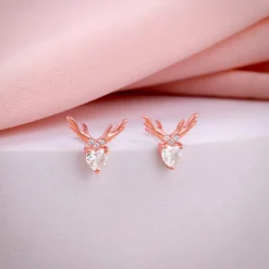 Rose Gold Deer Sparkle Earrings