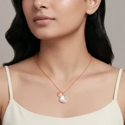 Rose Gold Dil Pendant With Link Chain
