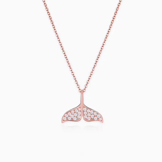 Rose Gold Dolphin Tail Necklace with Link Chain