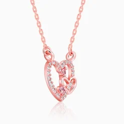 Rose Gold Double the Love Pendant with Link Chain
