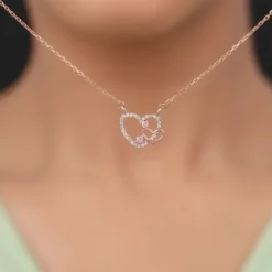 Rose Gold Double the Love Pendant with Link Chain