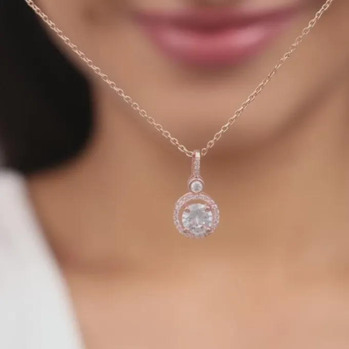 Rose Gold Drizzle Drop Pendant With Link Chain