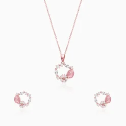 Rose Gold Drop Wreath Pendant Set