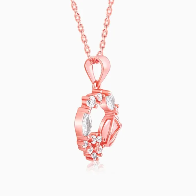 Rose Gold Drop Wreath Pendant With Link Chain