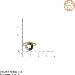 Rose Gold Eclipse Green Enamel Ring (Size 12)