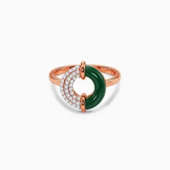 Rose Gold Eclipse Green Enamel Ring (Size 12)
