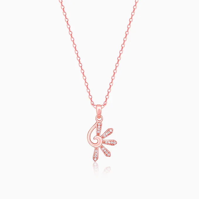 Rose Gold Elegant Musli Pendant With Link Chain