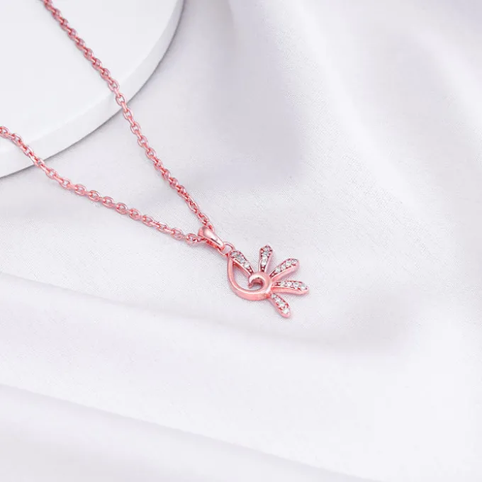 Rose Gold Elegant Musli Pendant With Link Chain
