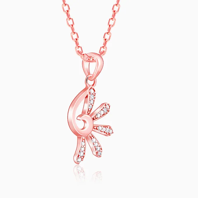 Rose Gold Elegant Musli Pendant With Link Chain
