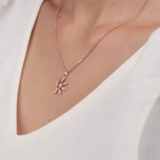 Rose Gold Elegant Musli Pendant With Link Chain